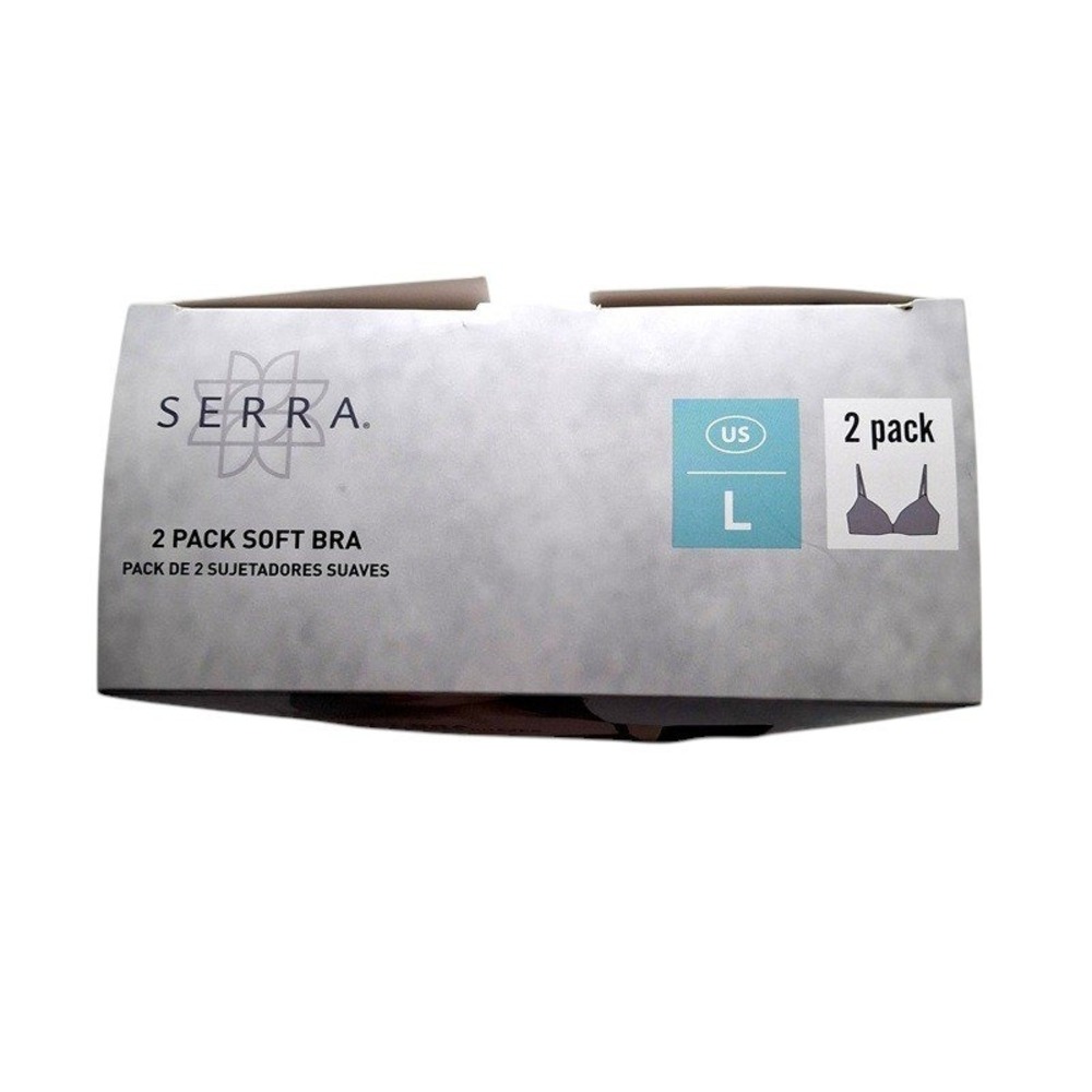 Serra Women Soft Bra Wireless Large Black 2 Pack Cotton Blend Comfort Basics - Picture 5 of 9